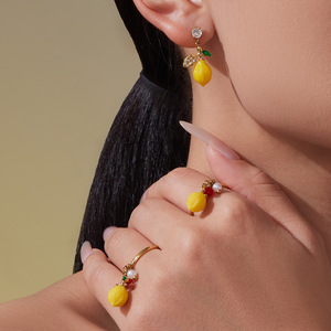 Enigma Liqing nuova collana in lega di zirconi con pendente al limone placcato <span class=keywords><strong>oro</strong></span> alla moda catena Figaro donna europea americana - Product Image 3