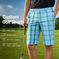 Shorts de golf pour hommes à taille élastique à carreaux personnalisés, shorts extensibles et respirants pour le golf en resort, OEM ODM, marque privée, approvisionnement en gros