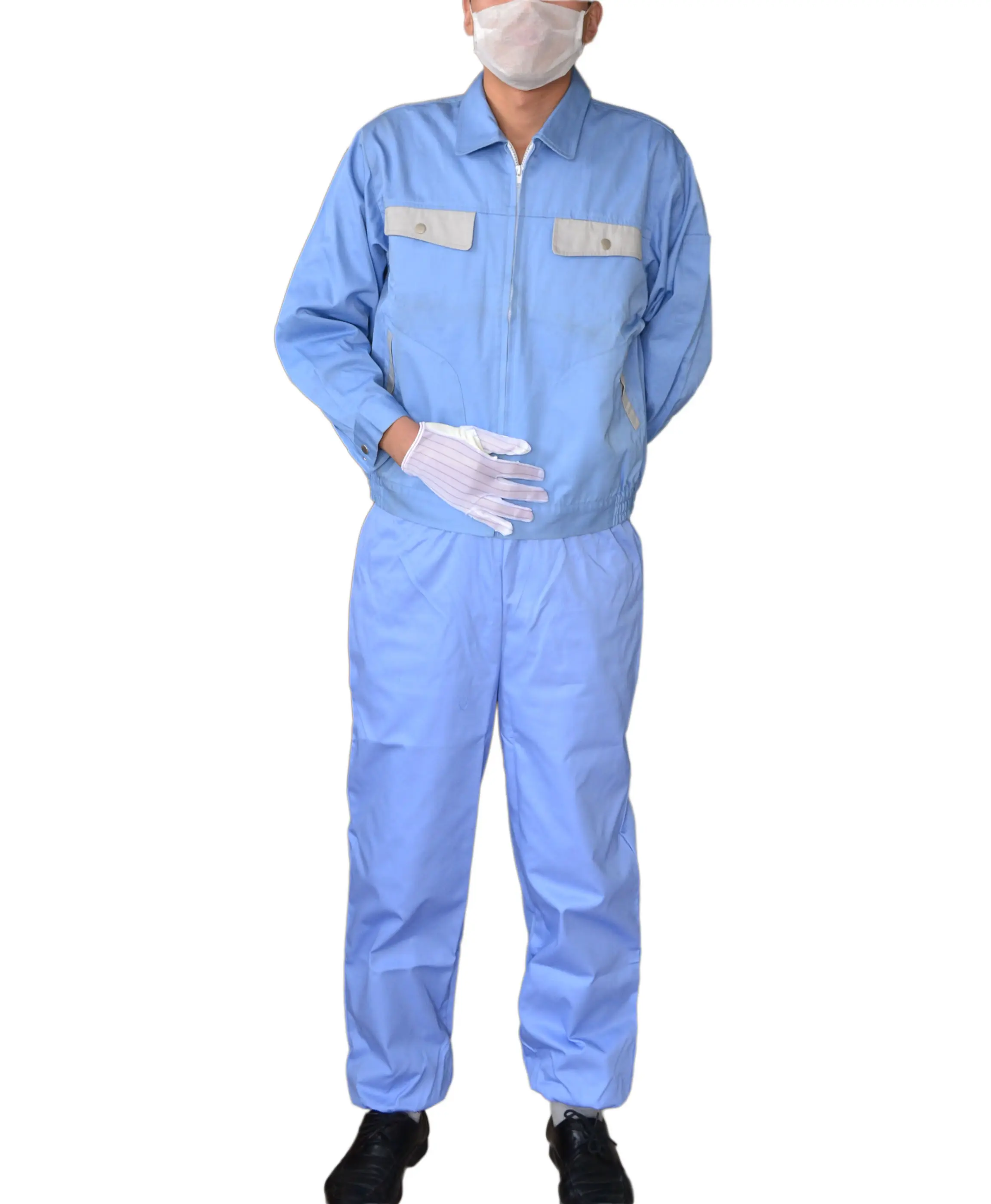 מפעל אספקת לנשימה אלקטרוני Workwear סדנת בגדים חדר נקי כולל ESD סיבי פחמן בתמיסה מעיל חליפה