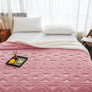 Manta cómoda para siesta de invierno de tamaño Queen/King, tafetán cálido, diseño sólido geométrico a rayas gruesas para uso en el hogar y la Oficina - Product Image 1