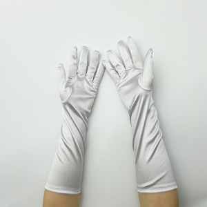 Gants courts rétro en satin extensible pour femme, <span class=keywords><strong>mi</strong></span>-longs, pour mariage, cosplay, fête, protection solaire estivale, en spandex extensible, style élé<span class=keywords><strong>gant</strong></span> - Product Image 2