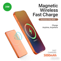 Batterie externe ultra-fine 5000 mAh à chargement rapide magnétique sans fil, coque en alliage d'aluminium, chargeur rapide pour téléphone PD20W, OEM ODM W33-5000