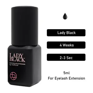 Private Label 5ml/10ml Quick Dry Lady Black Glue Professional Lash Glue Korea Natural Eyelash Extensions Glue