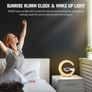 Big G RGB <b>Night</b> Lamp Bluetooth Speaker Wireless Charger Digital Alarm Clock Rechargeable Atmosphere <b>Light</b> for Bedroom - Product Image 4