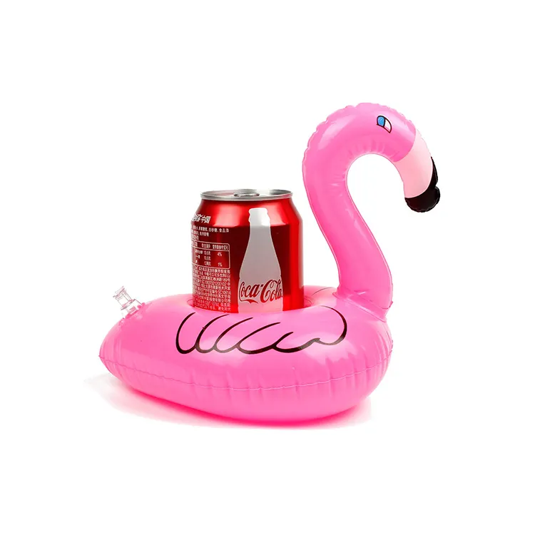 Hot sale pvc inflatable pink flamingo floating drink holder