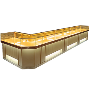ตู้โชว์หยกโบราณพร้อมเคาน์เตอร์กระจกสีทองและไฟ LED สำหรับร้านขายเครื่องประดับและเงิน ช่วยเพิ่มบรรยากาศให้กับห้างสรรพสินค้า - Product Image 3