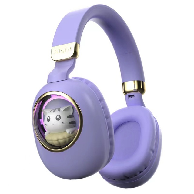 Headphones Glow Cute Cartoon Doll Children's Headphones Cute Wireless Girls Live Wireless Headphones.