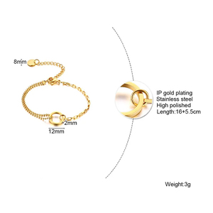 Roestvrij Staal 18K Goud Figaro Paperclip Vierkante Kraal Armbanden Gepersonaliseerde Waterdichte Armbanden Femme Sieraden Fabrikant - Product Image 5