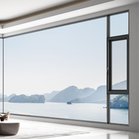 Ventana Abatible de Aluminio con Marco Negro, Aislamiento Acústico, Ahorro Energético, Doble Vidrio, para Oficinas, Edificios y Baños