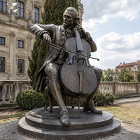 Bronze-Musiker-Statue in Lebensgröße, Cello-Skulptur für Außenbereich, Garten-Kunst, Maßanfertigung für Hotel, Villa, Park, Öffentliche Plätze, Dekor-Hersteller