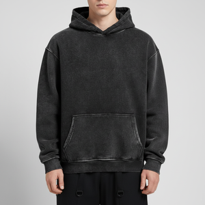 Service OEM – Sweat-shirts délavés à l'acide pour l'hiver, logo personnalisé, légers, couleur unie, col à capuche, 100 % coton, brodés, vente en gros - Product Image 2