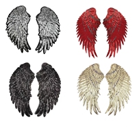Patch en tissu thermocollant et à coudre, broderie appliquée de grandes ailes d'ange à paillettes, personnalisé de luxe, écologique, pour veste, robe, costume, toile