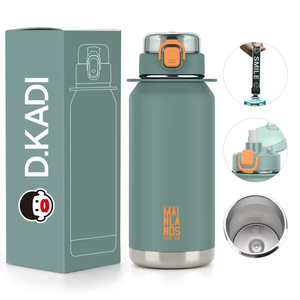 Gourde isotherme portable en acier inoxydable de 1100 ml, à double paroi, avec poignée, pour la randonnée, les voyages et le camping - Product Image 2