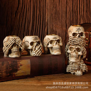 <span class=keywords><strong>Non</strong></span> ascoltare, <span class=keywords><strong>non</strong></span> vedere, <span class=keywords><strong>non</strong></span> parlare in resina candelabro ornamento di Halloween scheletro fantasma Festival decorazione atmosfera - Product Image 2