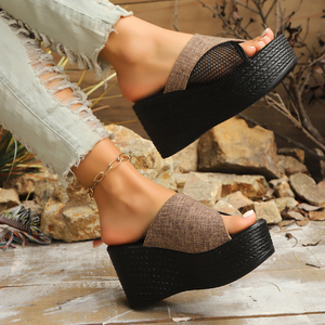 <span class=keywords><strong>Sandalias</strong></span> de Plataforma con <span class=keywords><strong>Cuña</strong></span> para Mujer, Diseño Abierto, con Tira Delantera/Trasera, Cómodas para Primavera/Verano, Chanclas de Playa - Product Image 6