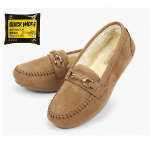 Stivali da donna in pelliccia sintetica scamosciata scarpe basse invernali calde con Set di tessuto per la pulizia delle scarpe - Product Image 1