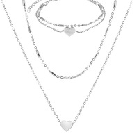 Ensemble collier et bracelet double couche en acier inoxydable plaqué or 18 carats, pendentif cœur minimaliste tendance, unisexe, pour mariage et fête