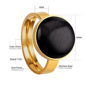 Bagues en opale noire de grande taille pour femmes, en acier inoxydable, pour mariage et fêtes, bijoux - Product Image 2