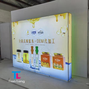 10x10ft แบบพกพานํามาใช้ใหม่ติดตั้งง่ายอลูมิเนียม Frameless LED Backlit งานแสดงสินค้าบูธฉากหลัง Pop Up บูธ - Product Image 4