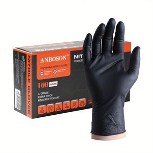 Gants Jetables 100% Nitrile Noirs Bleus 9 Pouces pour Coiffeur Tatoueur Salon de Manucure et d'Esthétique Gants Roses Boîte Personnalisée Sans Latex - Product Image 1