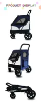 Poussette pour animaux de compagnie Oxford de taille moyenne de haute qualité, légère et pratique pour le transport des animaux de compagnie jumeaux doubles
