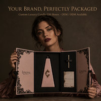 Boîte cadeau artisanale pour bougie, personnalisable en couleur, à double ouverture, avec cordon torsadé en dentelle et breloque dorée, rose poudré, OEM, vente en gros, gaufrée