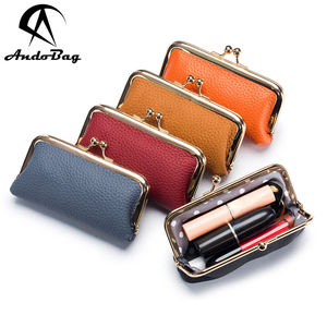 AndoBag Lipstick Coin <b>Purse</b> for Women Genuine Cow <b>Leather</b> Mini Key Chain Storage Bag Fashion Small Clip Bags 2231 - Product Image 1