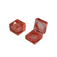 Étui compact pour blush et illuminateur en forme de coquille carrée, emballage cosmétique personnalisé OEM, étiquette privée, blush compact