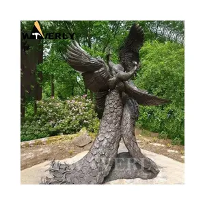 Escultura de decoración de jardín al aire libre, animales de bronce, gran vida como latón, estatua de pavo real de bronce, escultura