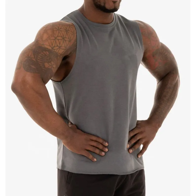 Corex Fitness No Excuses Mens Gym Vest Grey Bodybuilding Weightlifting Tank Top 