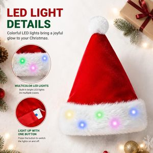 Fournitures de décoration de Noël en gros, chapeaux de Noël avec lumières, Gorra De Navidad, Weihnachten, chapeau du Père Noël, décorations de Noël - Product Image 3