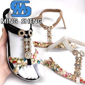 Venta al por Mayor de Partes Superiores de Zapatos Semiterminadas con Decoración de Pedrería para Sandalias de Moda de Verano para Mujer - Product Image 6