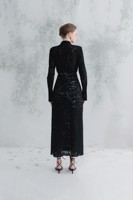 Jupe femme noire et beige A-ligne JENA jupe midi coton bio fleur dentelle tissu élégant intemporel deux pièces ensemble blanc ANT