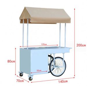 Chariot de Vente Ambulant Professionnel à Deux Niveaux en Métal pour Vins, Boissons et Snacks – Idéal pour l'Extérieur - Product Image 6