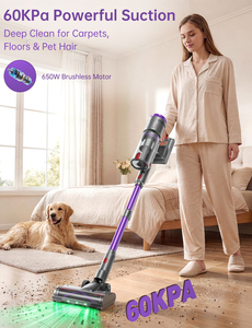 Aspirateur sans fil 600W/60KPa, 80 min en mode automatique, autoportant, anti-emmêlement pour tapis/sols durs/poils d'animaux - Product Image 4