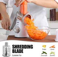 Alat Dapur Geedel, Pemotong Keju & Sayuran Putar dengan 3 Pisau yang Dapat Diganti, Mudah Dibersihkan, Parutan Buah & Kacang