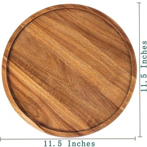 Plateau décoratif rond en bois 29,2 cm à motif végétal pour la décoration de Noël à la maison - Product Image 2