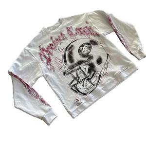 T-shirt à manches longues en coton lourd à double couche, personnalisé, surdimensionné, style hip-hop, streetwear, impression numérique sur le col - Product Image 5