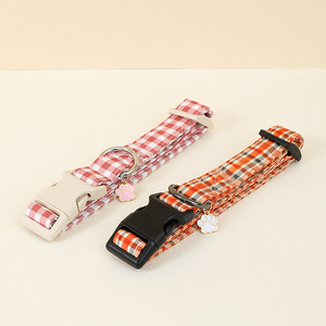 Collare per Animali Domestici <span class=keywords><strong>Luvi</strong></span> Nuovo in Nylon e Cotone Ispessito, Regolabile, con Motivo a Quadri Rosso Rosa, Semplice, per Gatti e Cani - Product Image 2