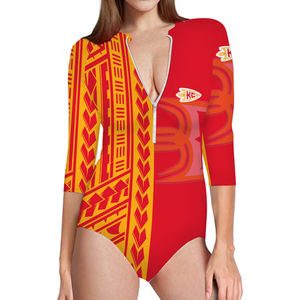 ชุดบิกินี่แข<span class=keywords><strong>น</strong></span>ยาว32ทีมสำหรับผู้หญิงพิมพ์ลายแบบครึ่งเดีย<span class=keywords><strong>ว</strong></span>สไตล์ช<span class=keywords><strong>น</strong></span>เผ่าพอลิ<span class=keywords><strong>น</strong></span>ีเซียนออกแบบได้ตามต้องการ - Product Image 3