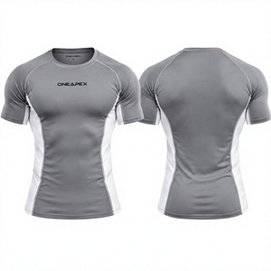 <b>Men</b> <b>Compression</b> T <b>Shirt</b> Gray Short Sleeve Athletic Gym Training Sportswear Custom Logo Fitness Running Workout <b>Shirt</b> - Product Image 1
