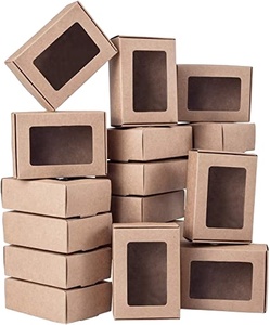 Rectangle Kraft Paper Boxes with Clear <b>Window</b> for Wedding Party Favor Treats, Mother's Day Gift, Bakery and Jewelry Package - Product Image 1