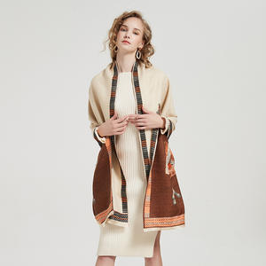 SC-022义乌真丝围巾马纹羊绒披肩加厚保暖双面设计师羊毛女士真丝围巾羊绒女式 - Product Image 2