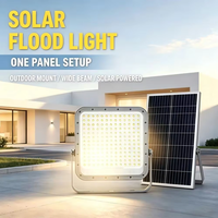 Lampu Sorot Tenaga Surya 200W untuk Luar Ruangan dengan Pengatur Waktu, Remote Control, Aluminium, Dapat Diredupkan, Pemasangan di Dinding untuk Balkon
