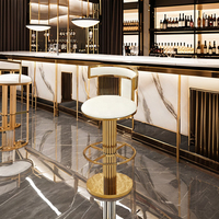 Luxus drehbarer Barhocker T-förmiges Design mit hoher Rückenlehne Edelstahl Messing Zeitgenössischer Stil für Home Bar Hotel Bedroom Mall