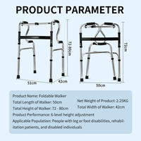 Déambulateur pliable léger pour personnes âgées avec roues, hauteur réglable pour personnes handicapées, récupération post-chirurgicale