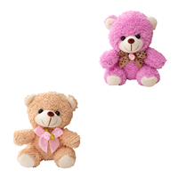 Mini ours en peluche avec nœud décoratif rose et beige mélangé pour les fêtes d'enfants, les cadeaux de classe ou les petits récompenses
