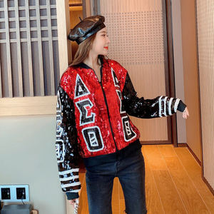 批发定制女式牛仔亮片夹克长袖秋冬 Sigma Gamma 女生联谊会服装 - Product Image 4