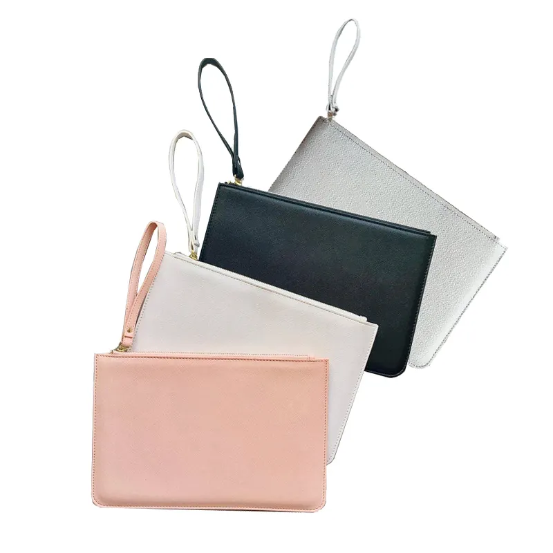 Hot Selling Personalized Bride Pouch PU Leather Clutch Bag With Wristlet