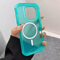 Coque Magnétique Antichoc 3-en-1 Tendance pour iPhone 17 16 15 14 13 12 Pro Max, Housse Frosted Slim Transparente Translucide Compatible Charge Sans Fil
